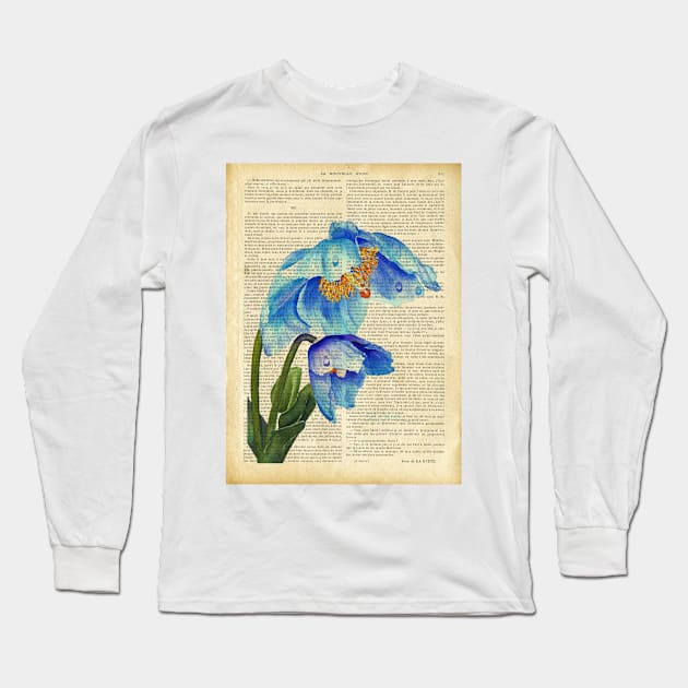 Botanical prints - blue spring flowers Long Sleeve T-Shirt by redwitchart